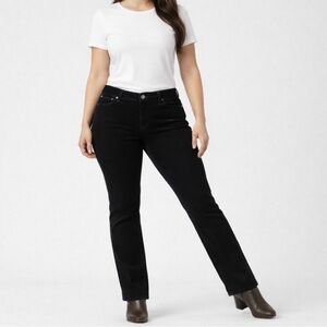 NYDJ Black Corduroy Straight Leg Pants Lift Tuck Technology Size 16P Petite